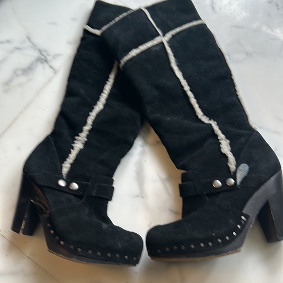 Nine West Vintage America distressed Suede & fleece Knee high boots! Size UK 4! - Picture 3 of 16